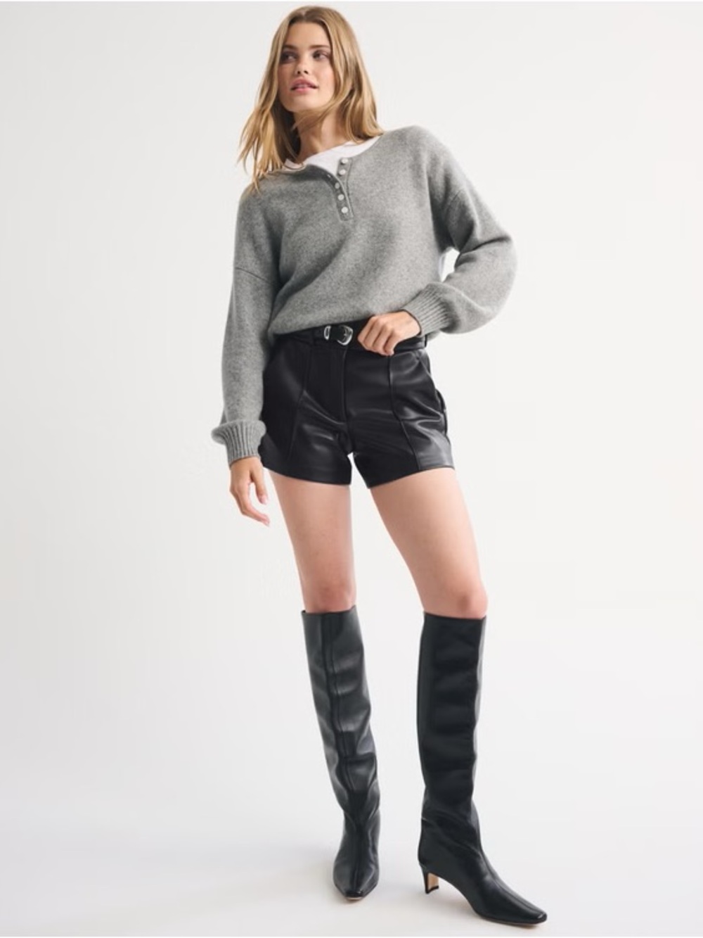 Abercrombie High Waisted Leather Shorts XS